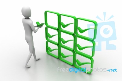 3d Person With Green Positive Symbol In Hands Stock Image