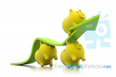 3d Pigs Climb Business Arrow Stock Image