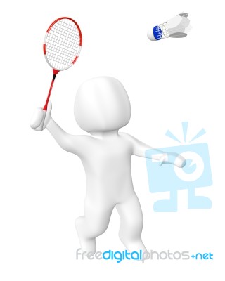 3d Playing Badminton Stock Image