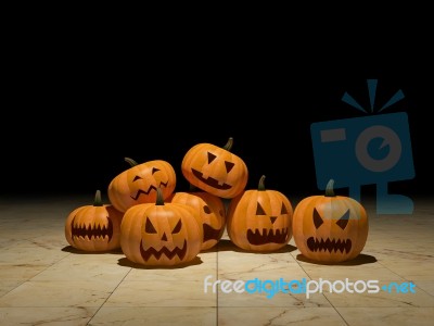 3d Pumpkin Heads Stock Image