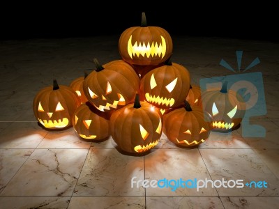 3d Pumpkin Heads Stock Image