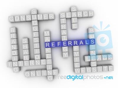 3d Referrals Word Cloud Concept Stock Image