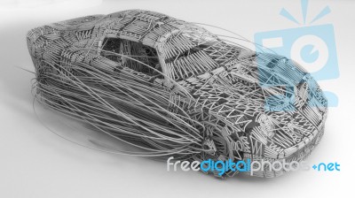 3d Render Car Made With Lines Stock Image