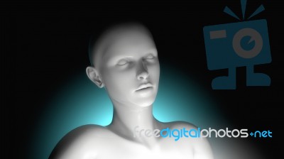 3d Render. Head Human Shattered Portrait Stock Image