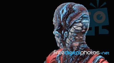 3d Render. Head Human Shattered Portrait Stock Image