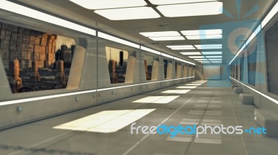 3d Render Interior And Futuristic Architecture Design Stock Image