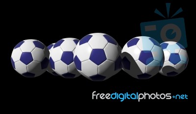 3d Rendered Blue Soccer Balls Stock Image