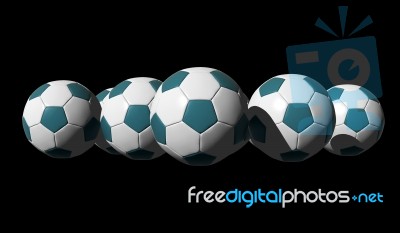 3d Rendered Cyan Soccer Balls Stock Image