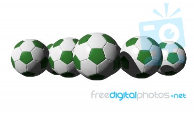 3d Rendered Green Soccer Balls Stock Image