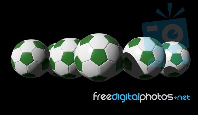 3d Rendered Green Soccer Balls Stock Image