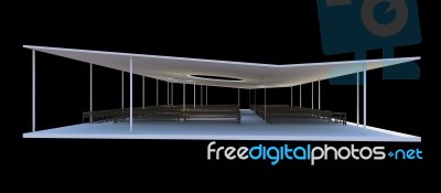 3d Rendered Of Futuristic Architecture On Black Background Stock Image