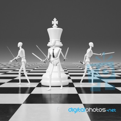 3d Rendering Businessman Fighting, Playing Chess Stock Image