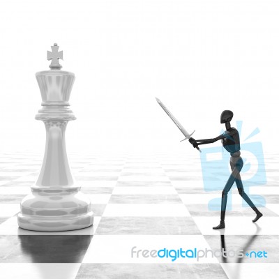 3d Rendering Businessman Fighting, Playing Chess Stock Image