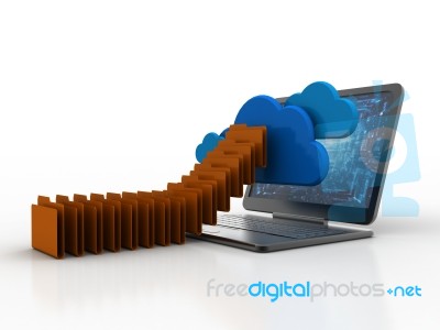 3d Rendering Computer Folder Network  Stock Image