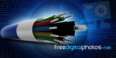 3d Rendering Fiber Optical Cable Detail Stock Image