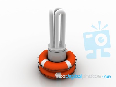 3d Rendering Fluorescent Cfl Lamp In Life Belt Stock Image