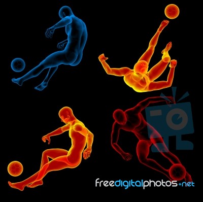 3d Rendering Illustration Of The Human Kicking Ball Stock Image