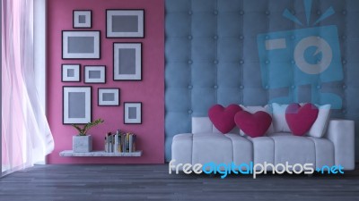 3d Rendering Image Of Interior Design Living Room Stock Photo