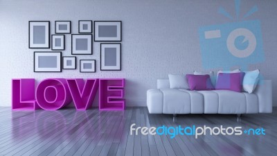 3d Rendering Image Of Interior Design Living Room Stock Photo