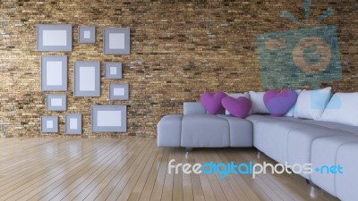 3d Rendering Image Of Interior Design Living Room Stock Photo