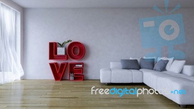 3d Rendering Image Of Interior Design Living Room Stock Photo