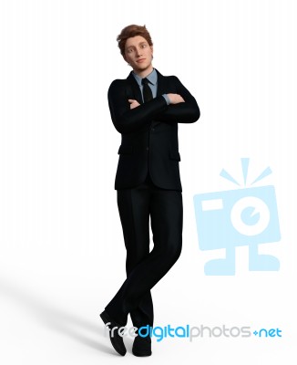 3d Rendering Of A Business Man Isolated Over White Background Stock Image