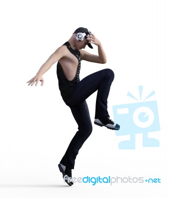 3d Rendering Of A Hip Hop Dancer Jumping Isolated Over White Background Stock Image