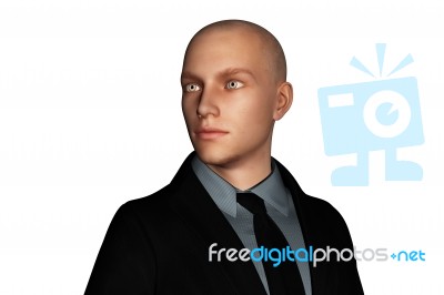 3d Rendering Of Businessman Looking Sideways Stock Image