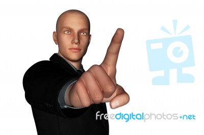 3d Rendering Of Businessman Pointing Finger Forward Stock Image