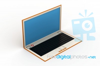 3d Rendering Of Laptop In White Background Stock Image