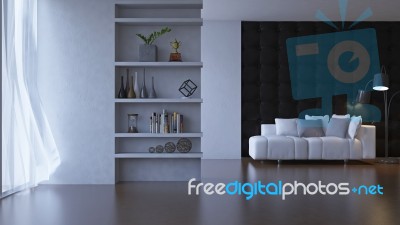 3d Rendering Of Living Room Stock Photo