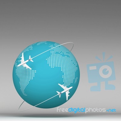 3d Rendering Planes Flying Around The Globe Stock Image