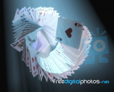 3d Rendering Poker Cards Falling Stock Image