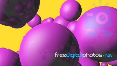 3d Rendering Spheres Abstract Background Glossy Pink Bubbles Bal… Stock Image