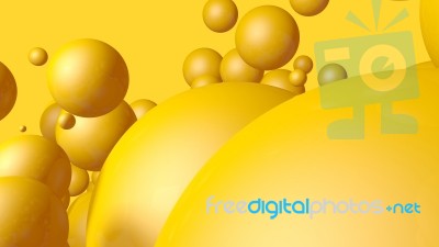 3d Rendering Spheres Abstract Background Glossy Yellow Bubbles B… Stock Image