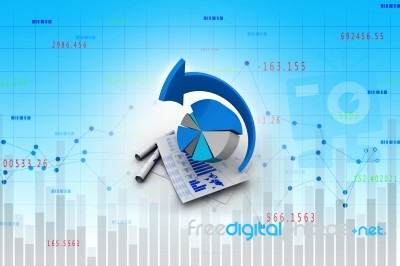 3d Rendering Stock Market Online Business Concept. Business Graph  Stock Image