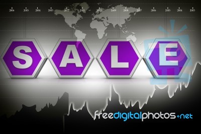 3d Sale Text With Graph Stock Image