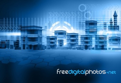 3d Skyline Of A City Stock Image