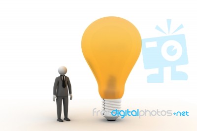 3d Small Person With An Idea Symbol Stock Image