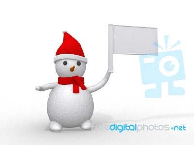 3d Snowman With Banner Stock Image