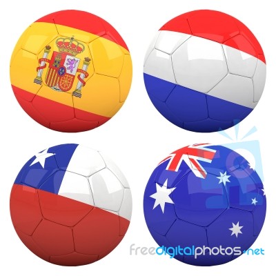 3d Soccer Balls With Group B Teams Flags, Football Brazil 2014 Stock Image