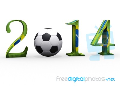 3d Soccer World Cup In 2014 With Football Stock Image