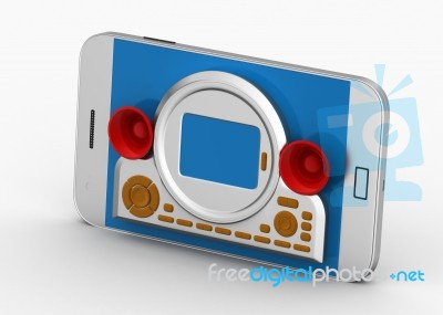 3d Speaker With Smart Phone Stock Image