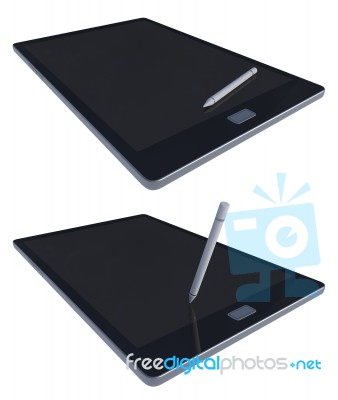 3d Tablet And Pen Stock Photo