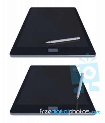 3d Tablet And Pen Stock Photo