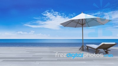 3d Terrace Sea View Stock Photo