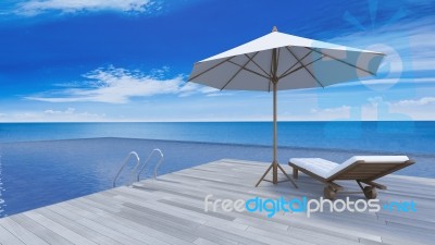 3d Terrace Sea View Stock Photo