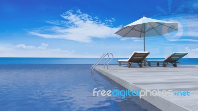 3d Terrace Sea View Stock Photo