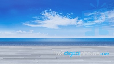 3d Terrace Sea View Stock Photo