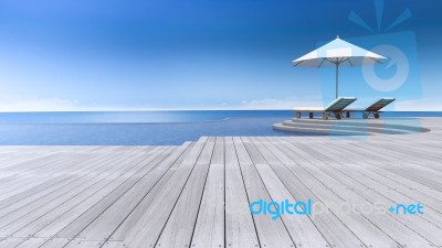 3d Terrace Sea View Stock Photo